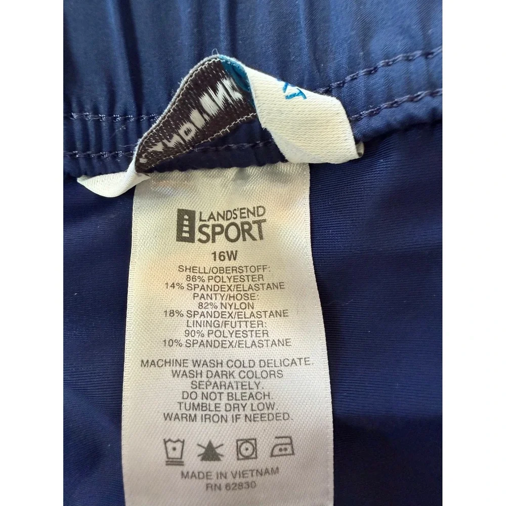 Lands End Sport Navy Blue Board Shorts Swim Trunks Plus Size 16W Pockets Lined